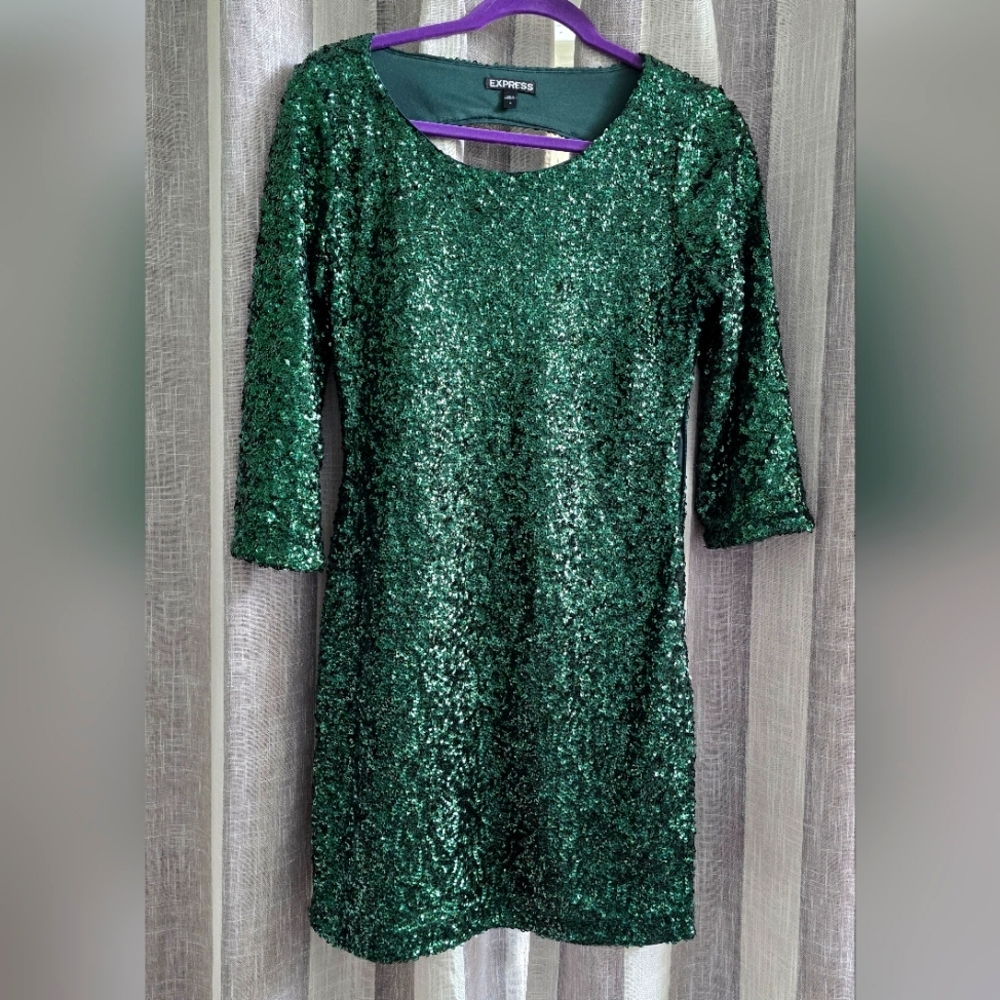 Emerald Green Express Sequin Dress